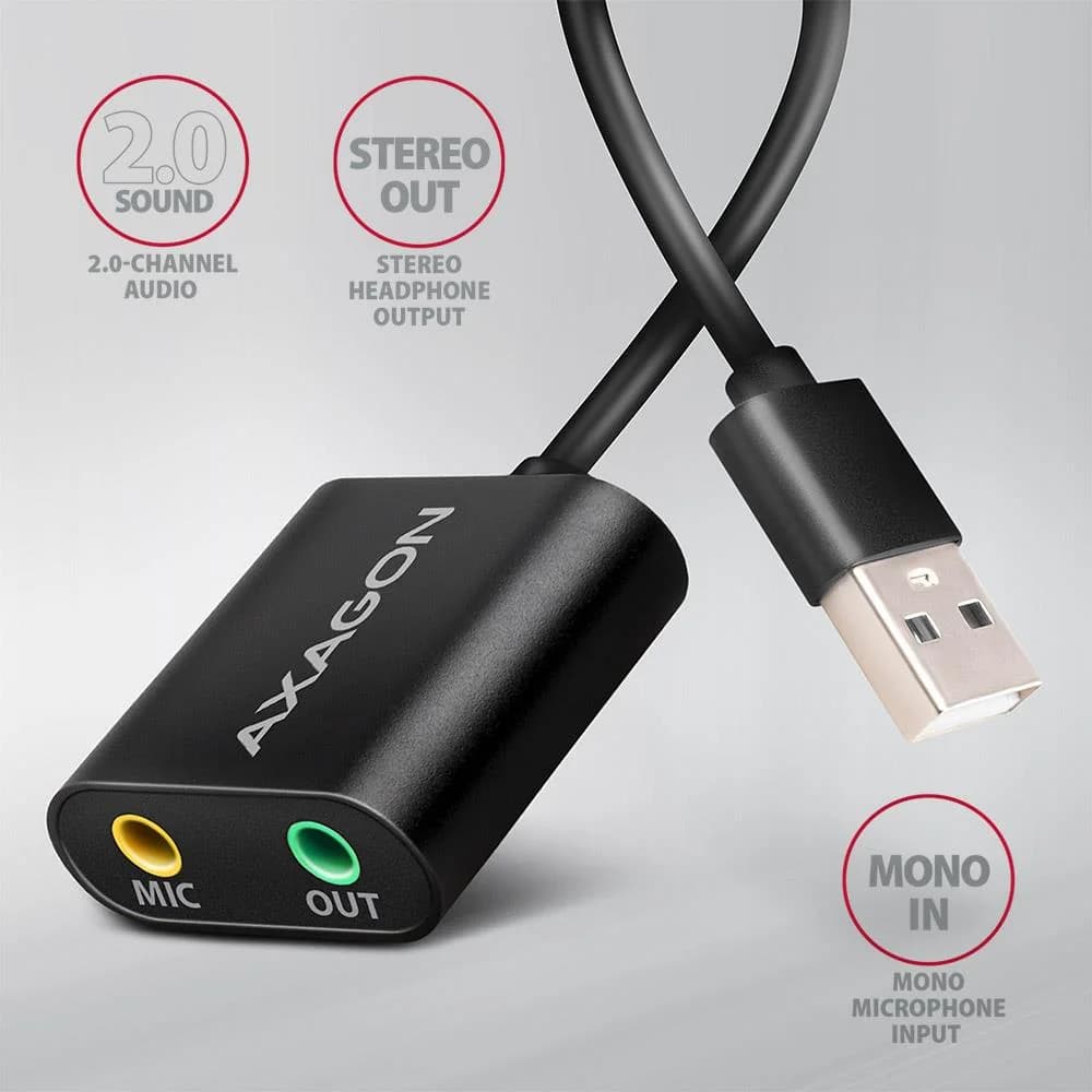 SOUND CARD USB2.0 48KHZ/16BIT/0.15M ADA-12 AXAGON - Image 2
