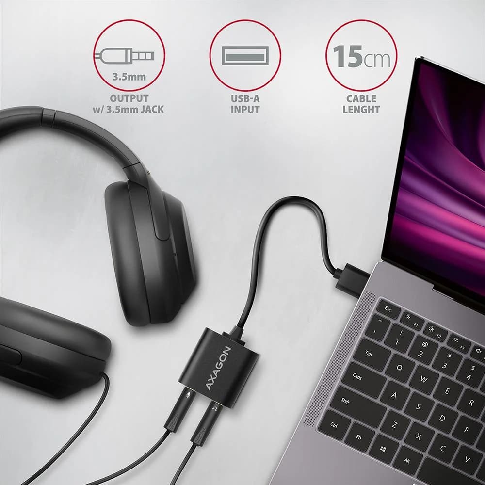 SOUND CARD USB2.0 48KHZ/16BIT/0.15M ADA-12 AXAGON - Image 3