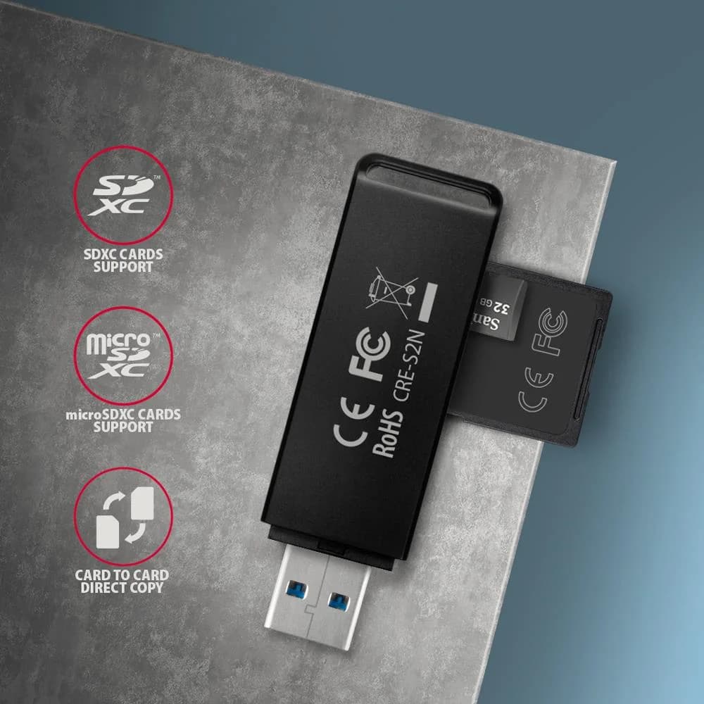 MEMORY READER USB3.2/SD/MICROSD CRE-S2N AXAGON - Image 4