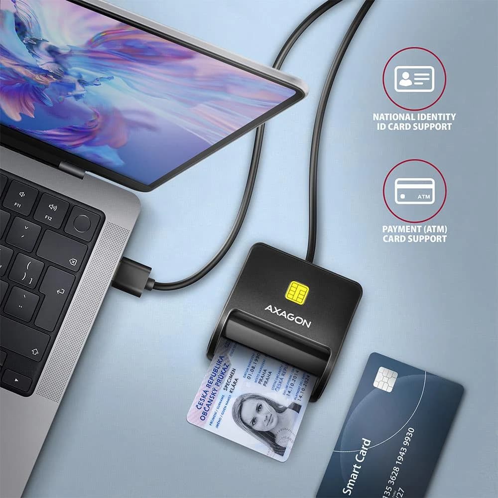 CARD READER FLAT SMARTCARD 4SL/USB2.0 1.3M CRE-SM3SD AXAGON - Image 4