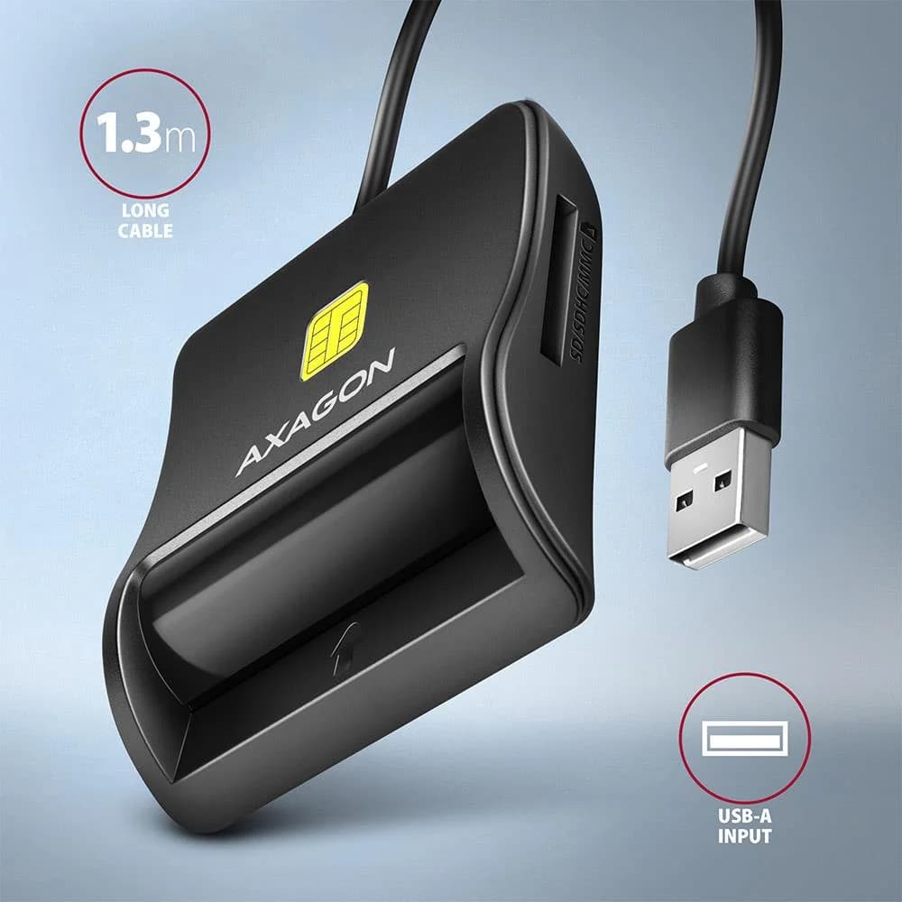 CARD READER FLAT SMARTCARD 4SL/USB2.0 1.3M CRE-SM3SD AXAGON - Image 5