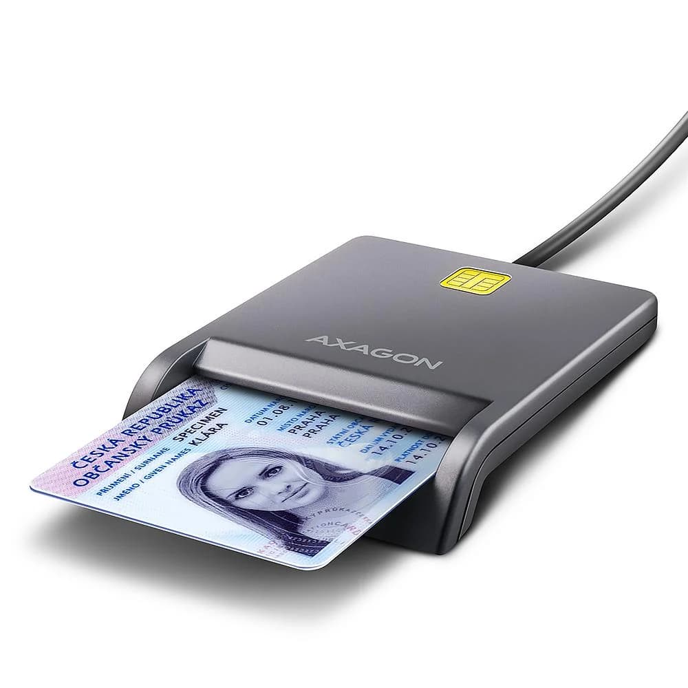 CARD READER FLAT SMARTCARD/ID/USB2.0 1.3M CRE-SM3T AXAGON - Image 1