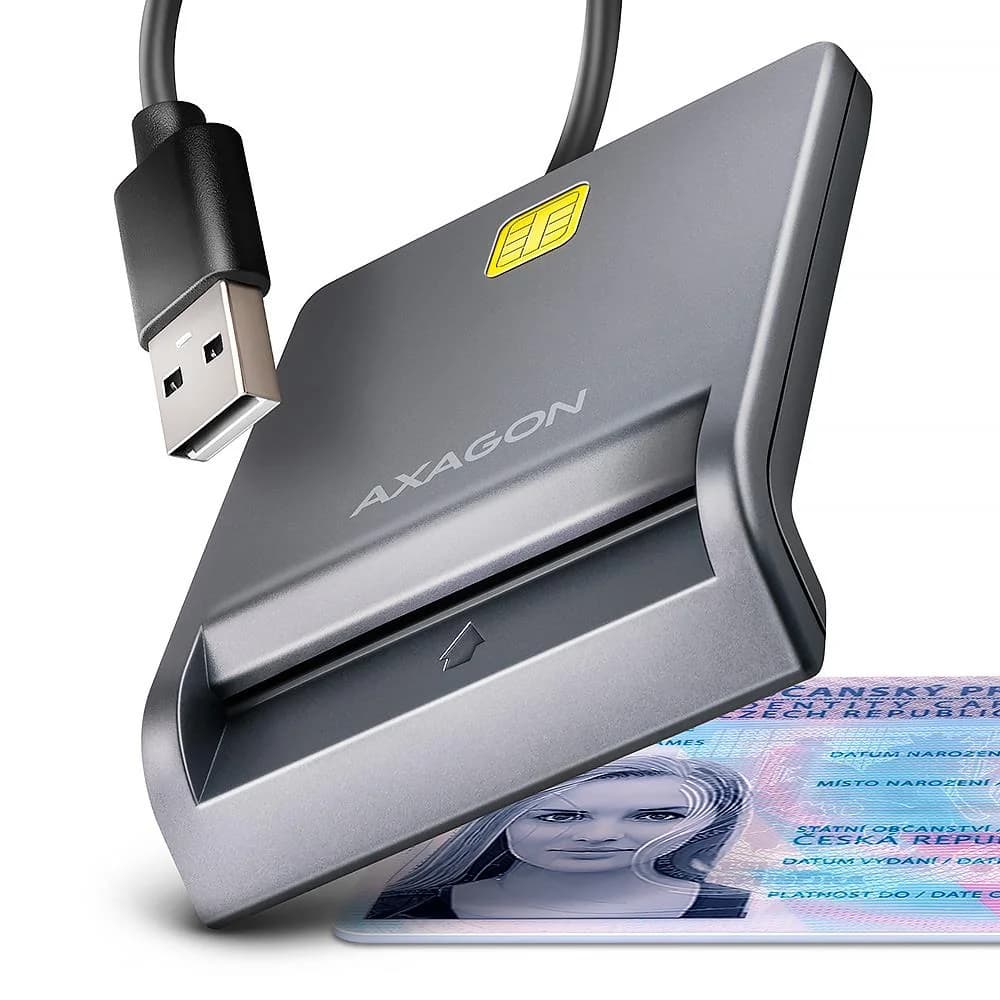 CARD READER FLAT SMARTCARD/ID/USB2.0 1.3M CRE-SM3T AXAGON - Image 2