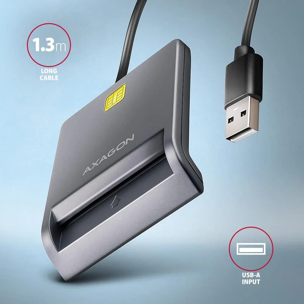 CARD READER FLAT SMARTCARD/ID/USB2.0 1.3M CRE-SM3T AXAGON - Image 4