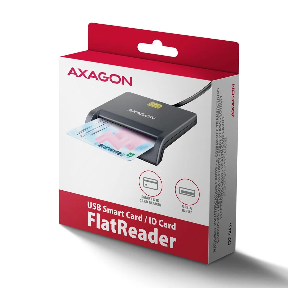 CARD READER FLAT SMARTCARD/ID/USB2.0 1.3M CRE-SM3T AXAGON - Image 7