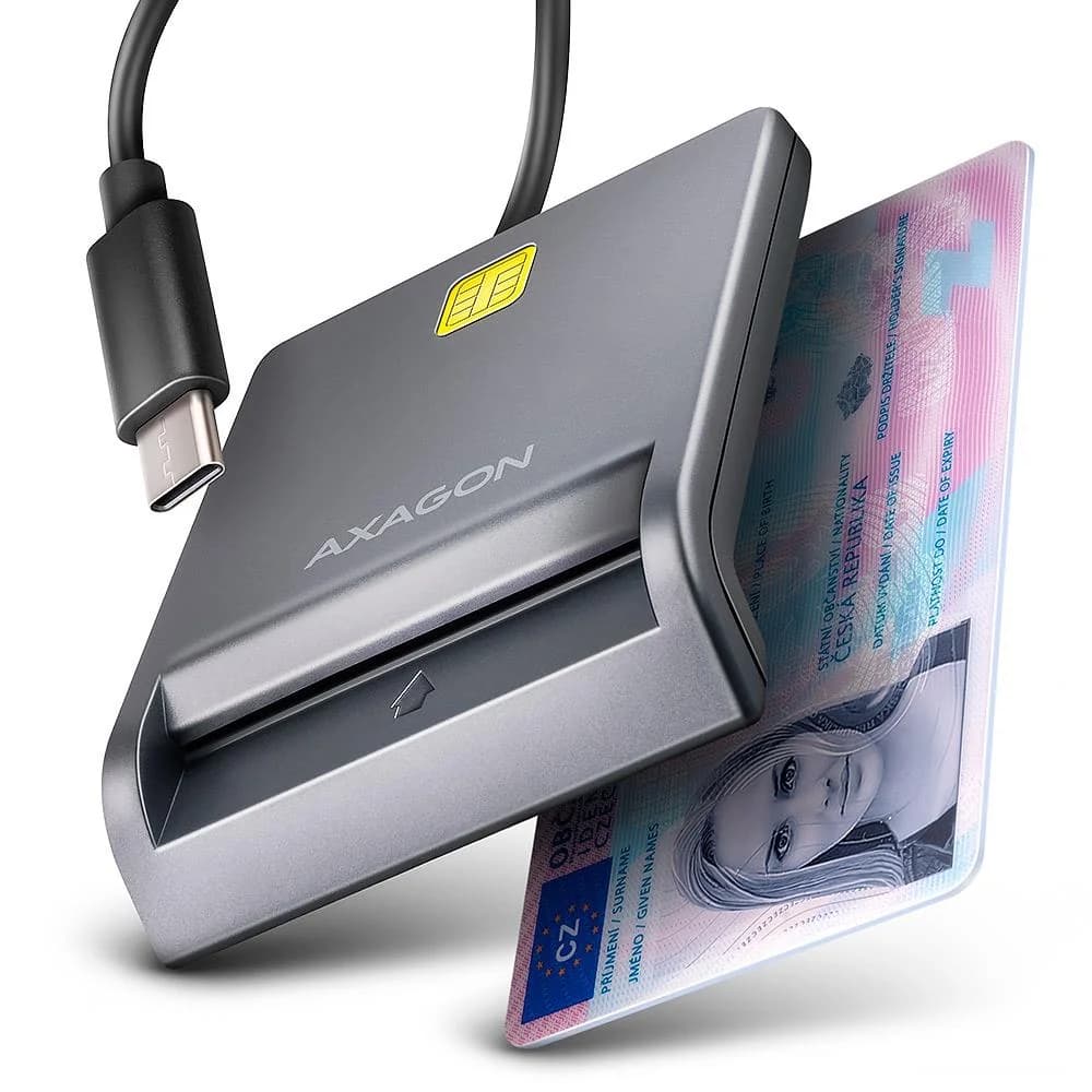 CARD READER FLAT SMARTCARD/ID/USB-C 1.3M CRE-SM3TC AXAGON - Image 1