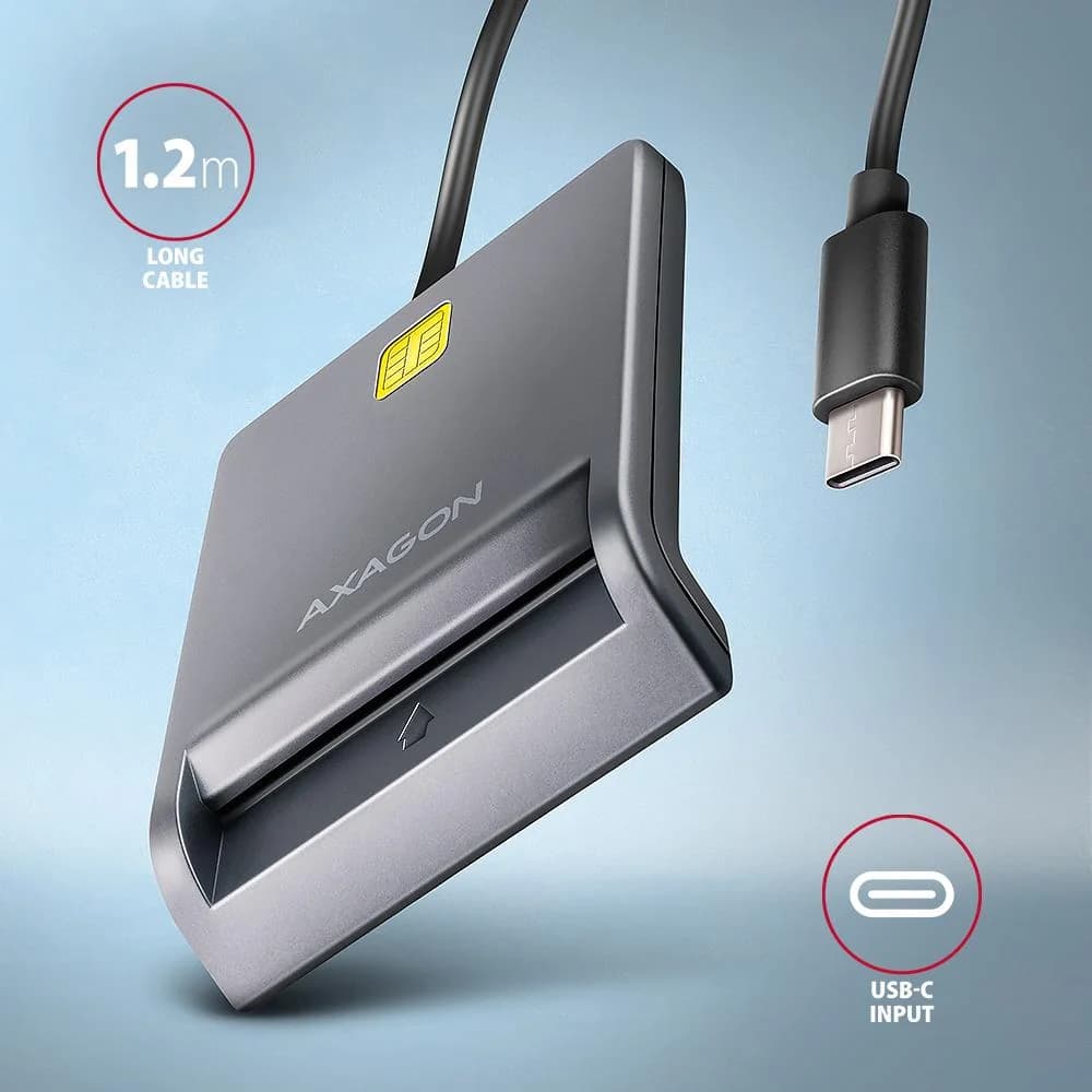 CARD READER FLAT SMARTCARD/ID/USB-C 1.3M CRE-SM3TC AXAGON - Image 3