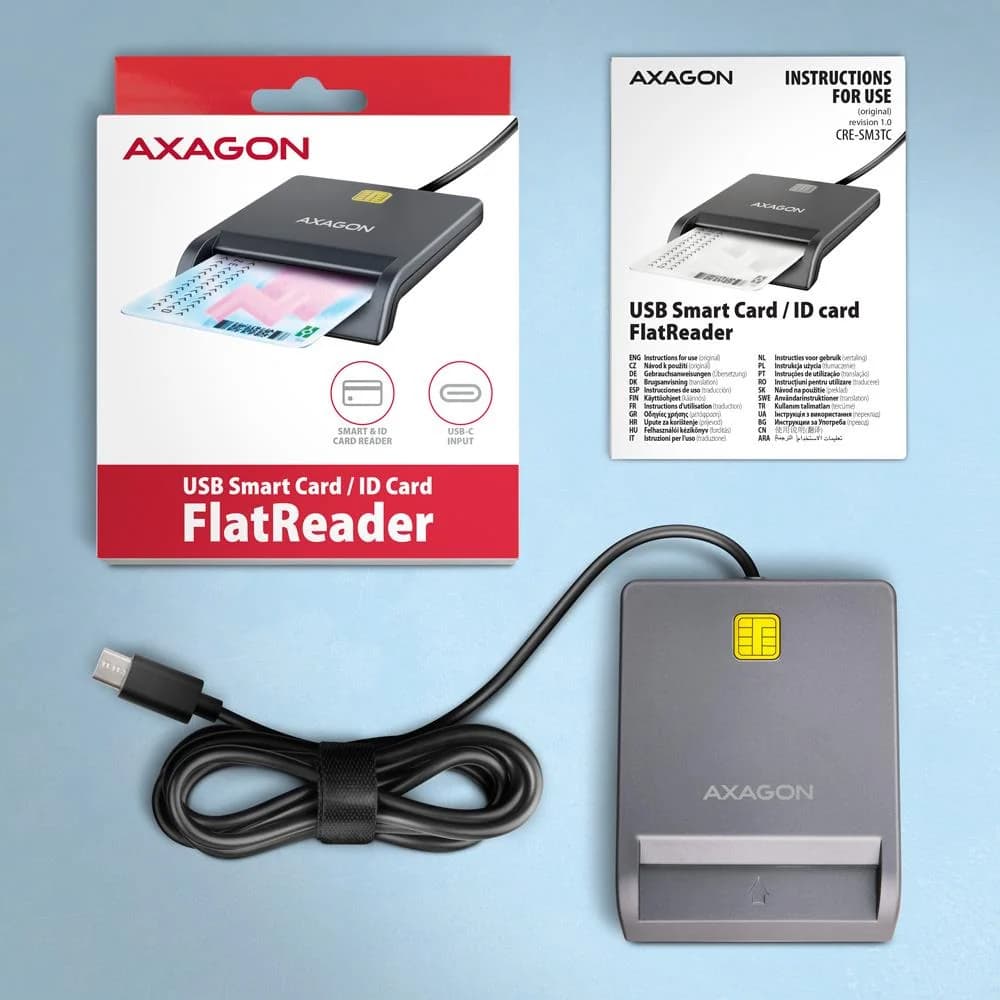 CARD READER FLAT SMARTCARD/ID/USB-C 1.3M CRE-SM3TC AXAGON - Image 5