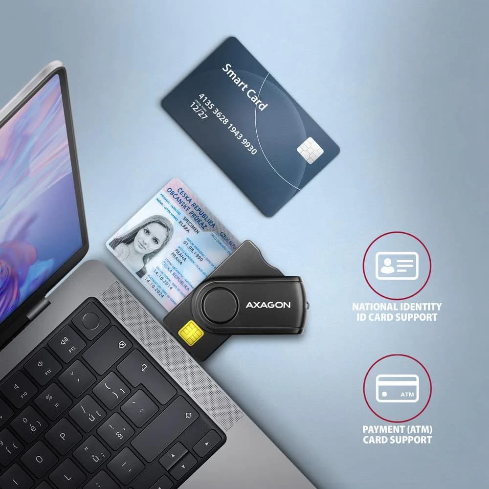 CARD READER USB-C+USB2.0 4SLOT/SMARTCARD CRE-SMP2A AXAGON - Image 4