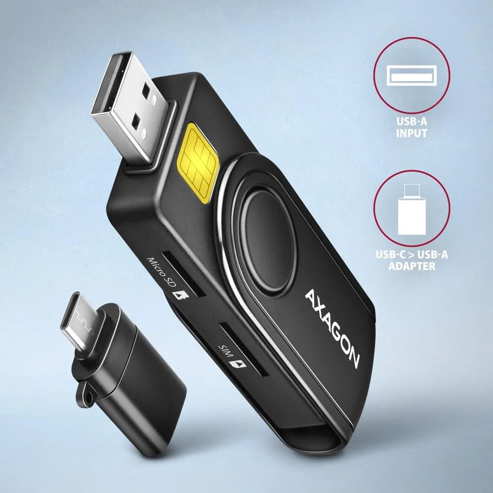 CARD READER USB-C+USB2.0 4SLOT/SMARTCARD CRE-SMP2A AXAGON - Image 6