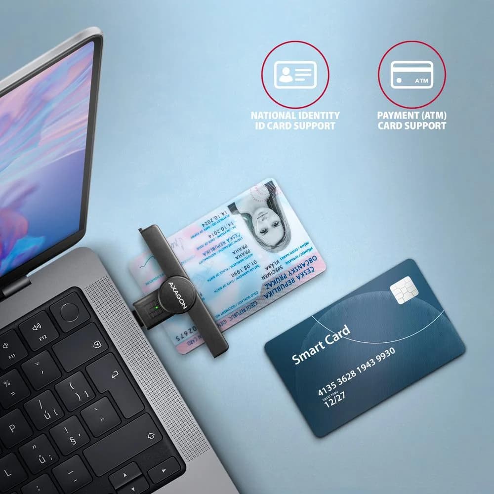 CARD READER POCKET SMARTCARD/USB-C CRE-SMPC AXAGON - Image 2