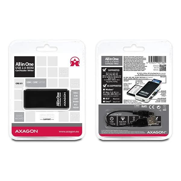 MEMORY READER MINI 5-SLOT/USB2.0 0.1M CRE-X1 AXAGON - Image 3