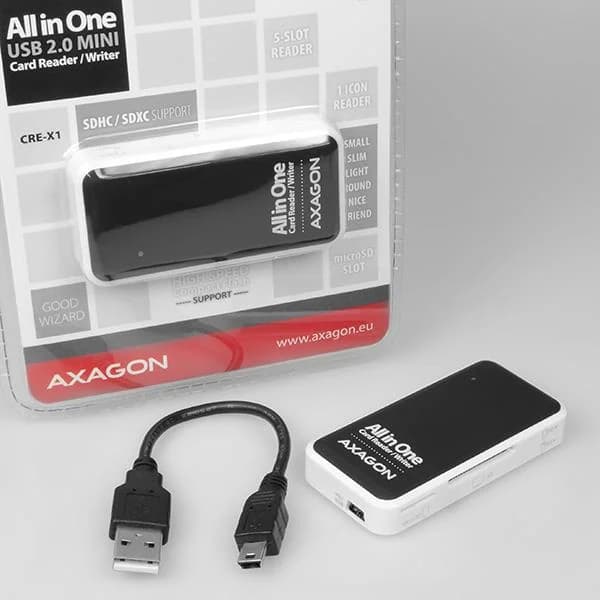 MEMORY READER MINI 5-SLOT/USB2.0 0.1M CRE-X1 AXAGON - Image 4