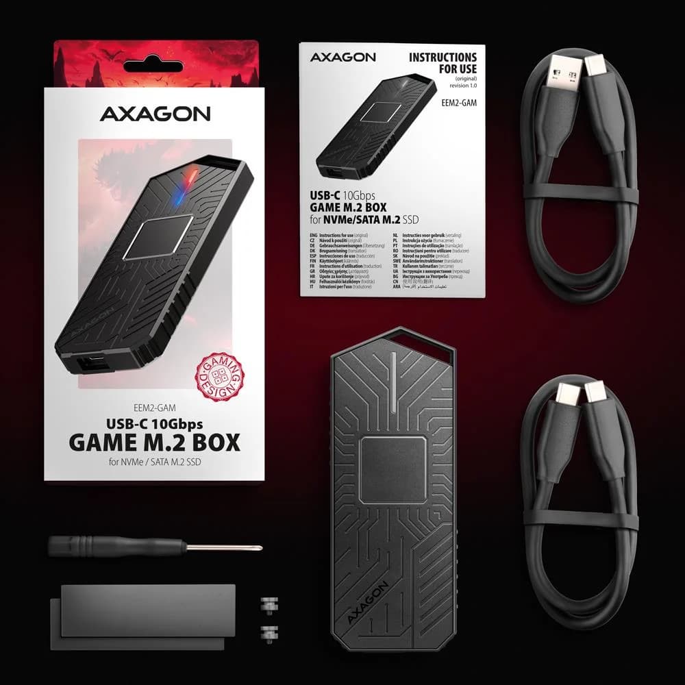 SSD ACC ENCLOSURE M.2 NVME/SATA USB-C EEM2-GAM AXAGON - Image 4