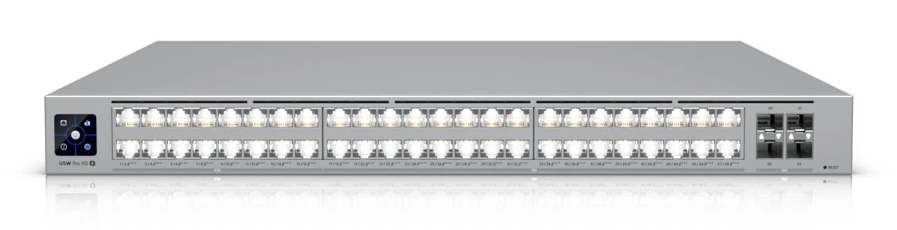 Switch UBIQUITI Ubiquiti UniFi Pro XG 48 PoE Switch type Managed Switch layer L3 Rack mounting Yes Stackable Yes Form factor 1U 48xRJ-45 ports RJ-45 Ports Type 10G Ethernet (100/1000/10000) 16x2.5G Ethernet (copper) ports quantity 32x10G Ethernet (copper) ports quantity 4xSFP28 ports quantity 10G support Yes Power over Ethernet (PoE) Yes Total Power over Ethernet (PoE) budget 1080 W USW-PRO-XG-48-POE - Image 1