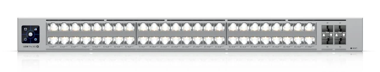 Switch UBIQUITI Ubiquiti UniFi Pro XG 48 PoE Switch type Managed Switch layer L3 Rack mounting Yes Stackable Yes Form factor 1U 48xRJ-45 ports RJ-45 Ports Type 10G Ethernet (100/1000/10000) 16x2.5G Ethernet (copper) ports quantity 32x10G Ethernet (copper) ports quantity 4xSFP28 ports quantity 10G support Yes Power over Ethernet (PoE) Yes Total Power over Ethernet (PoE) budget 1080 W USW-PRO-XG-48-POE - Image 3