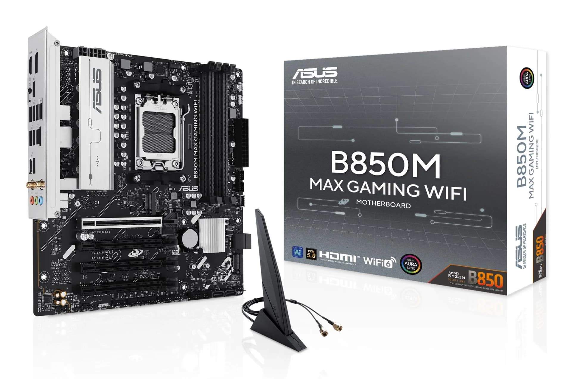 Mainboard|ASUS|AMD B850|SAM5|Micro-ATX|Memory DDR5|Memory slots 4|3xPCI-Express 4.0 16x|1xPCI-Express 5.0 16x|3xM.2|1xHDMI|1xDisplayPort|5xUSB 2.0|2xUSB 3.2|2xUSB-C|1xRJ45|3xAudio port|B850MMAXGAMINGWIFI - Image 1