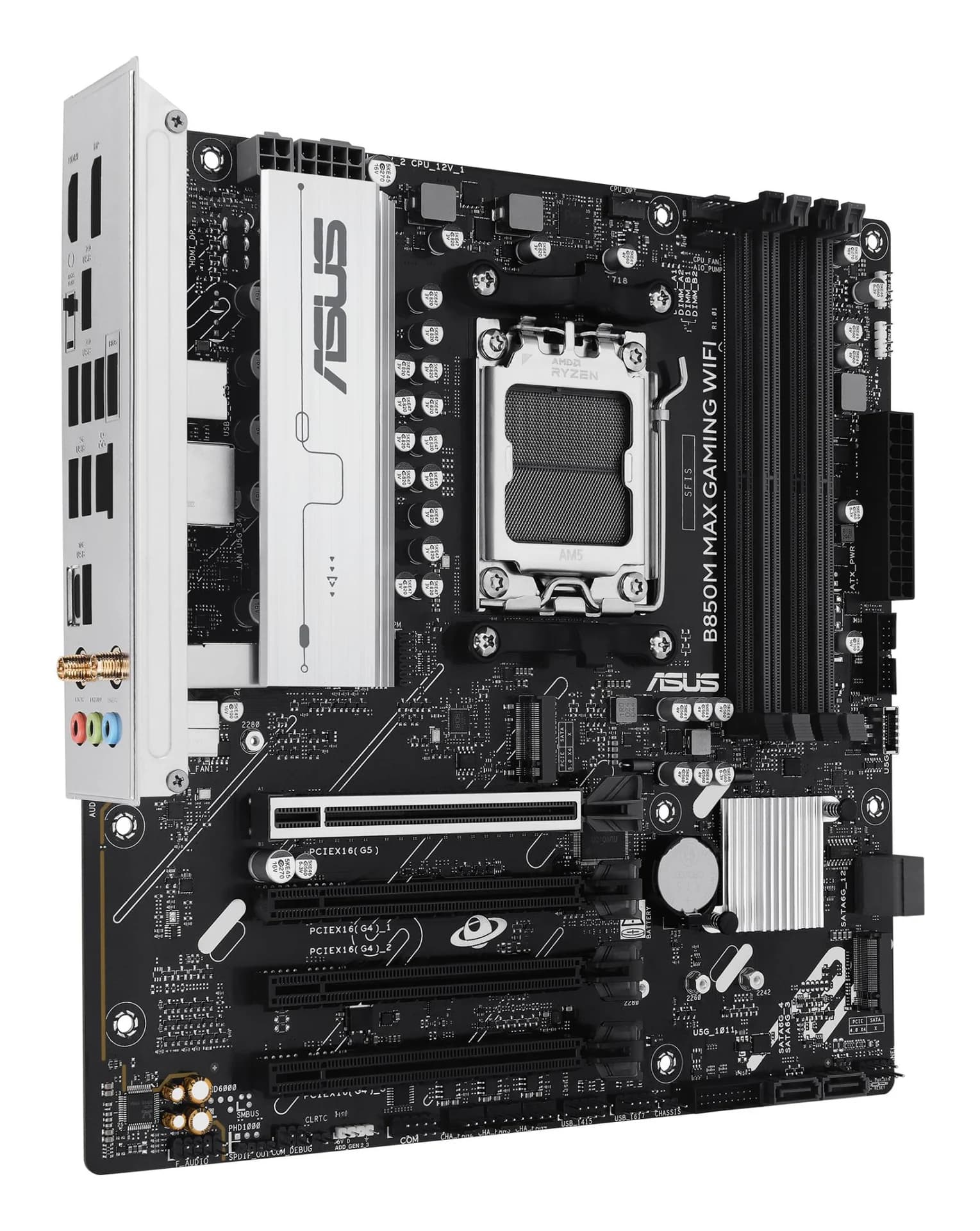Mainboard|ASUS|AMD B850|SAM5|Micro-ATX|Memory DDR5|Memory slots 4|3xPCI-Express 4.0 16x|1xPCI-Express 5.0 16x|3xM.2|1xHDMI|1xDisplayPort|5xUSB 2.0|2xUSB 3.2|2xUSB-C|1xRJ45|3xAudio port|B850MMAXGAMINGWIFI - Image 3