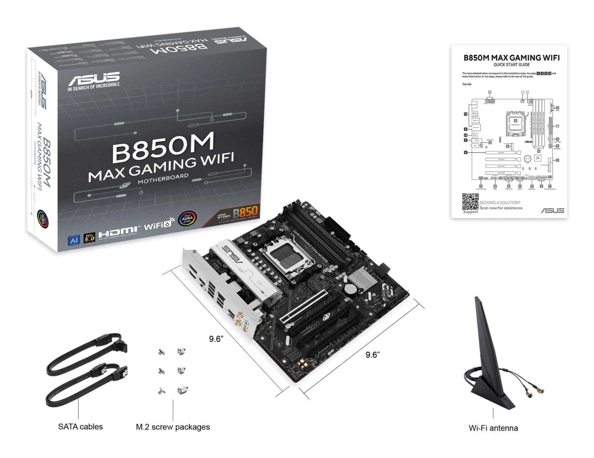 Mainboard|ASUS|AMD B850|SAM5|Micro-ATX|Memory DDR5|Memory slots 4|3xPCI-Express 4.0 16x|1xPCI-Express 5.0 16x|3xM.2|1xHDMI|1xDisplayPort|5xUSB 2.0|2xUSB 3.2|2xUSB-C|1xRJ45|3xAudio port|B850MMAXGAMINGWIFI - Image 8