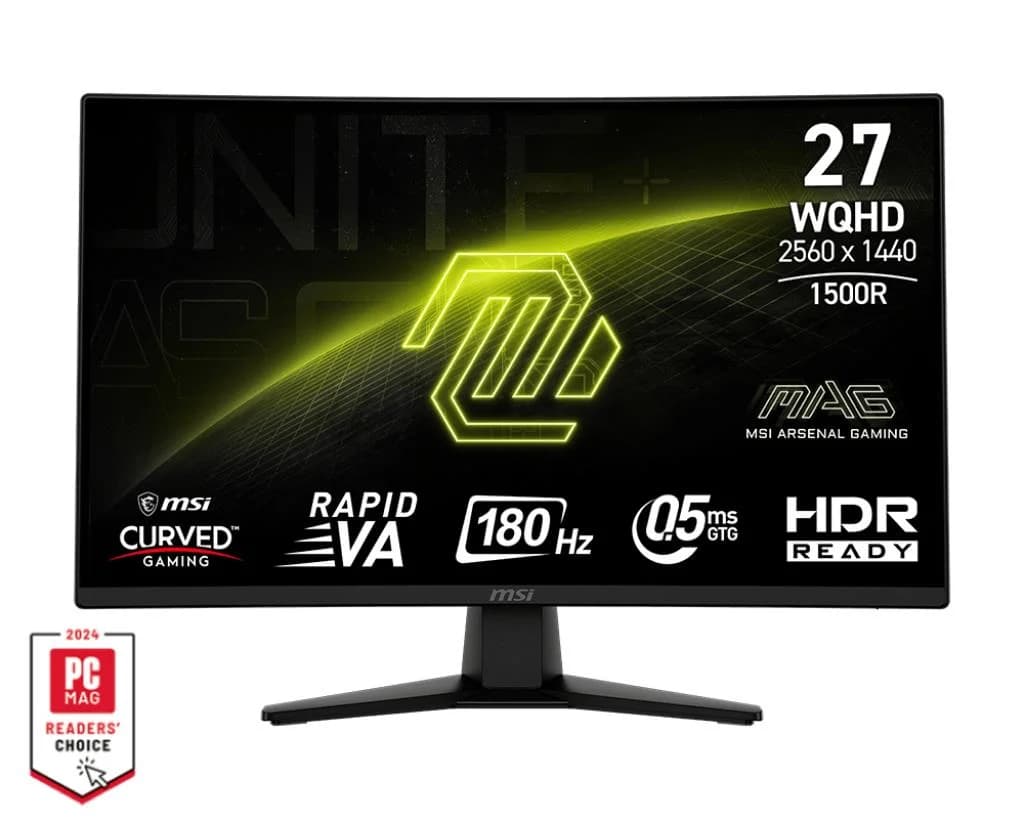 LCD Monitor MSI MAG 274CQF 27" Gaming/Curved Matte Panel VA 2560x1440 16:9 180Hz 0.5 ms Colour Black MAG274CQF - Image 1