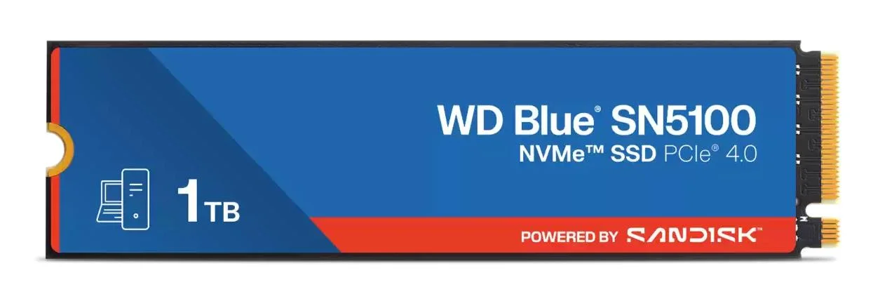 SSD SANDISK 600xTBW rating MTBF 1750000 h Read speed 7100 MB/s Write speed 6700 MB/s NVMe Yes PCI Express 4.0 M.2 1000 GB POWERED BY SANDISK Blue SN5100 WDS100T5B0E-00CPE0 - Image 1