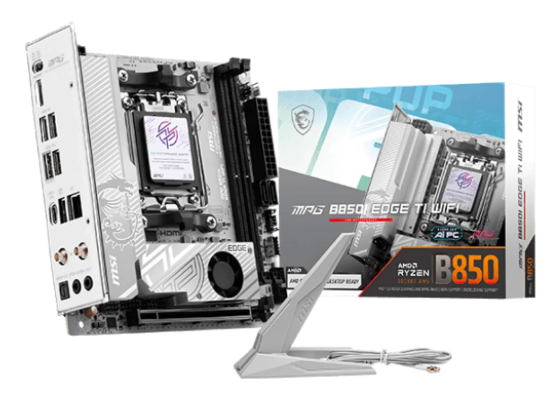 Mainboard|MSI|AMD B850|SAM5|Mini-ITX|Memory DDR5|Memory slots 2|MPGB850IEDGETIWIFI - Image 1