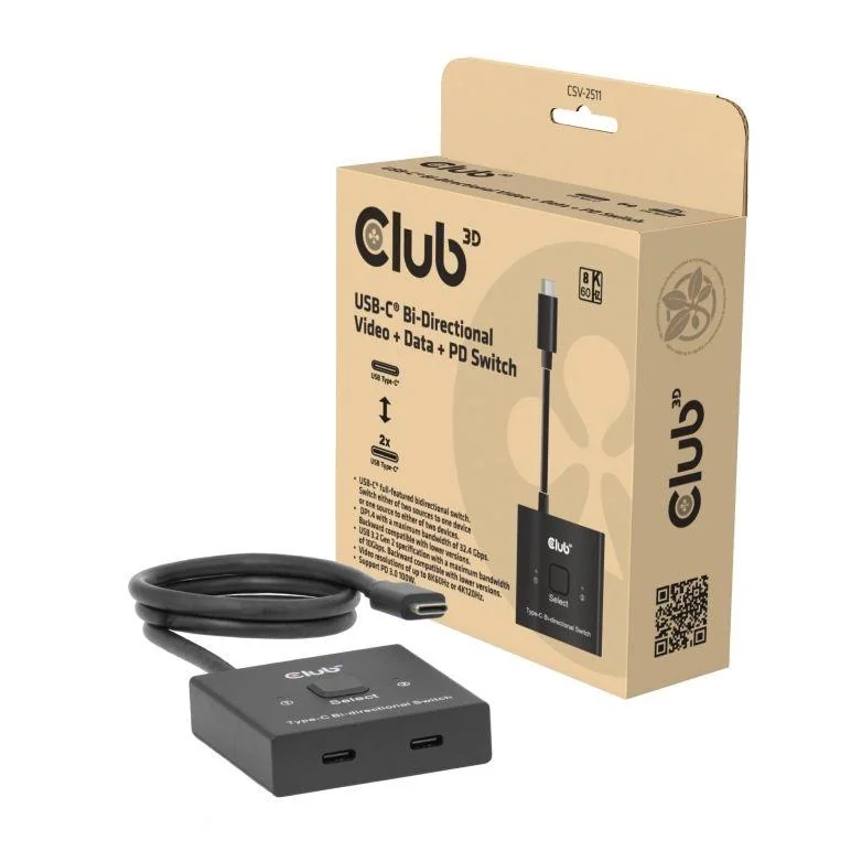 VIDEO SWITCH USB-C 2PORT/CSV-2511 CLUB3D - Image 1