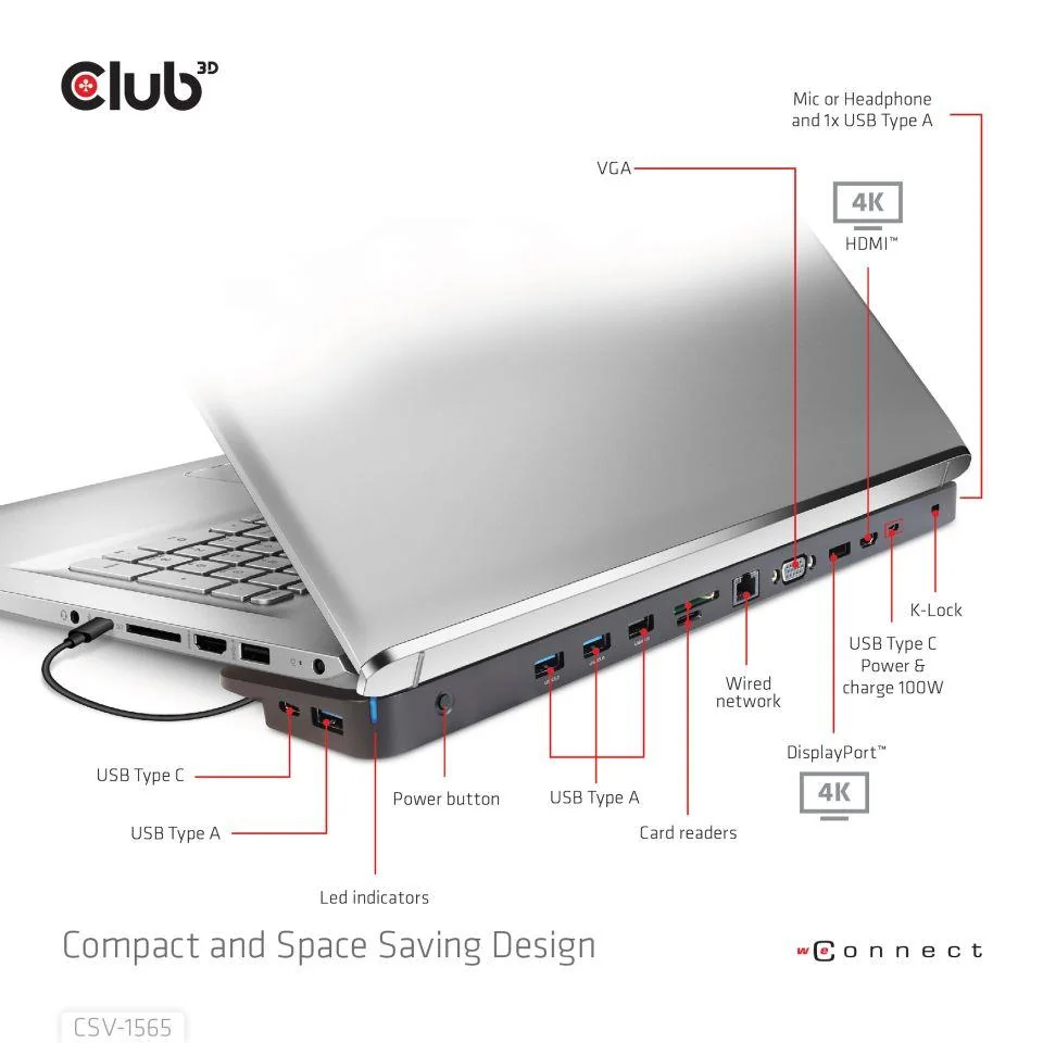 NB ACC DOCKING STATION/USB-C 100W CSV-1565 CLUB3D - Image 3