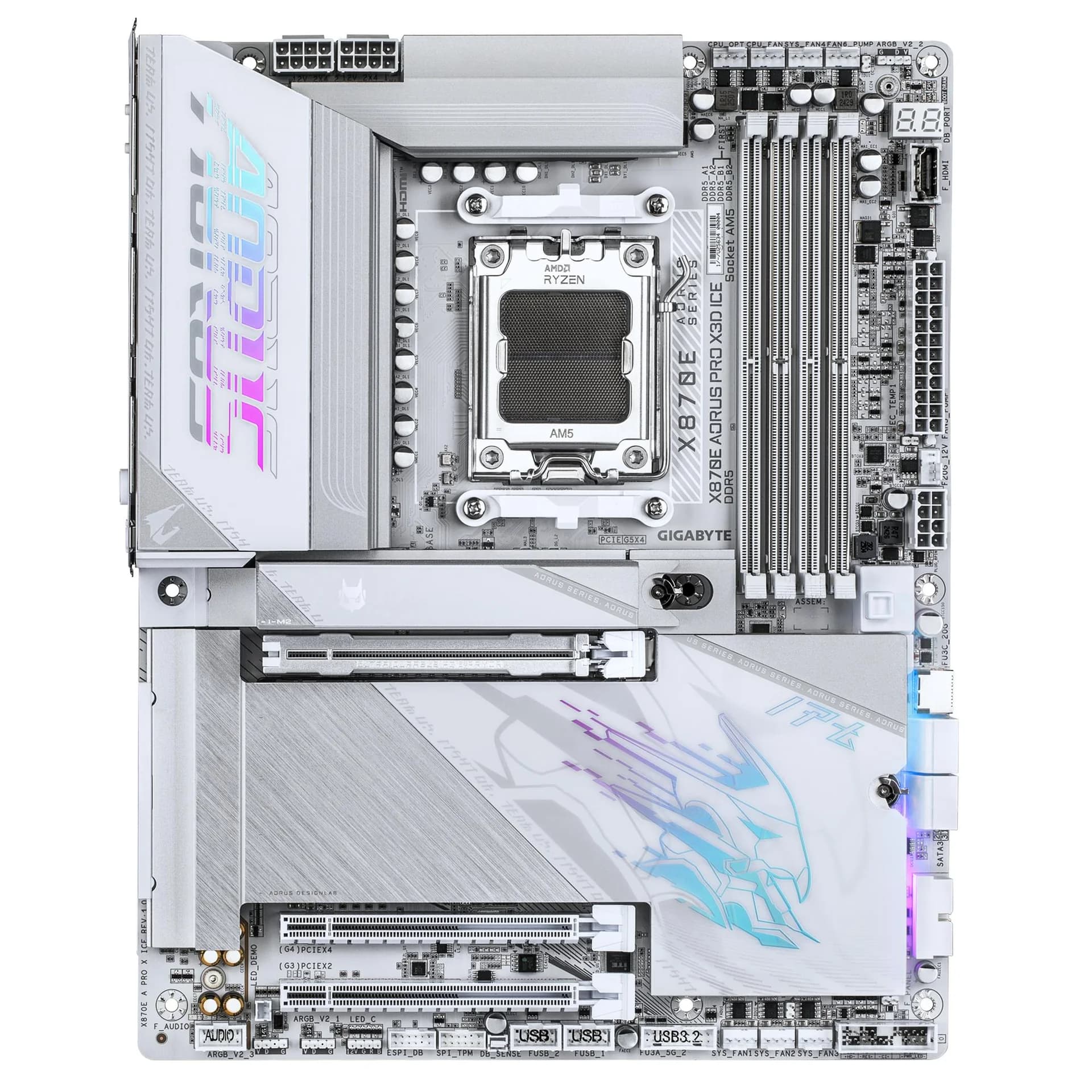 Mainboard GIGABYTE AMD X870E Socket AM5 ATX RAM DDR5-SDRAM 4xSlots Wi-Fi Yes Bluetooth Yes 4xNumber of M.2 (M) slots X870E A PRO X ICE X870EAPROXICE - Image 2