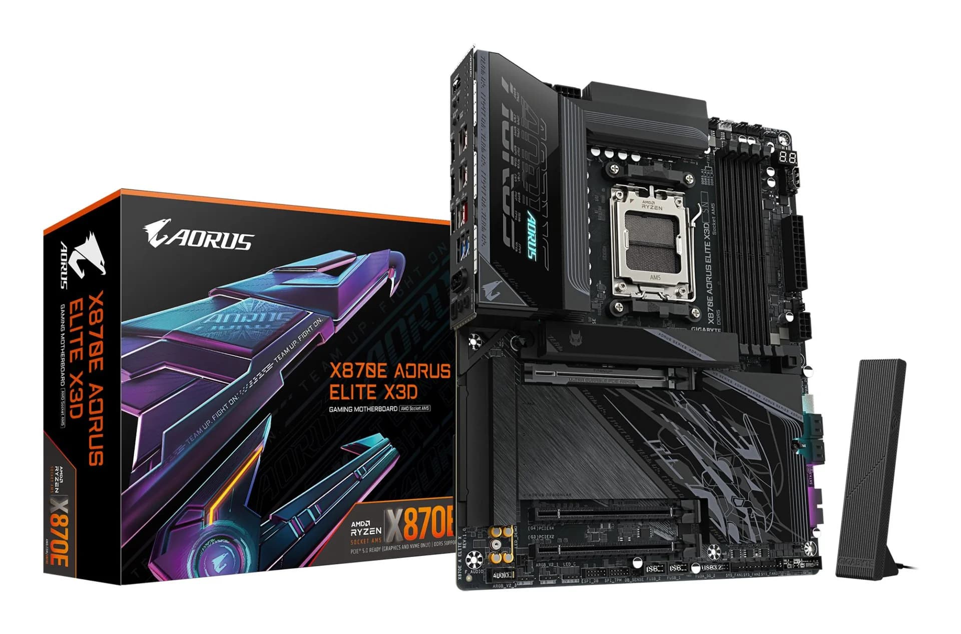 Mainboard|GIGABYTE|AMD X870E|Socket AM5|ATX|RAM DDR5-SDRAM|4xSlots|Wi-Fi Yes|Bluetooth Yes|4xNumber of M.2 (M) slots|X870E A ELITE X|X870EAELITEX - Image 1