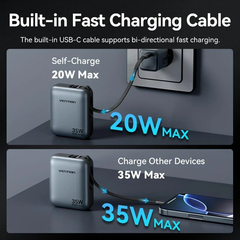 POWER BANK USB 10000MAH 35W/MINI BEIGE FHEN0 VENTION - Image 5
