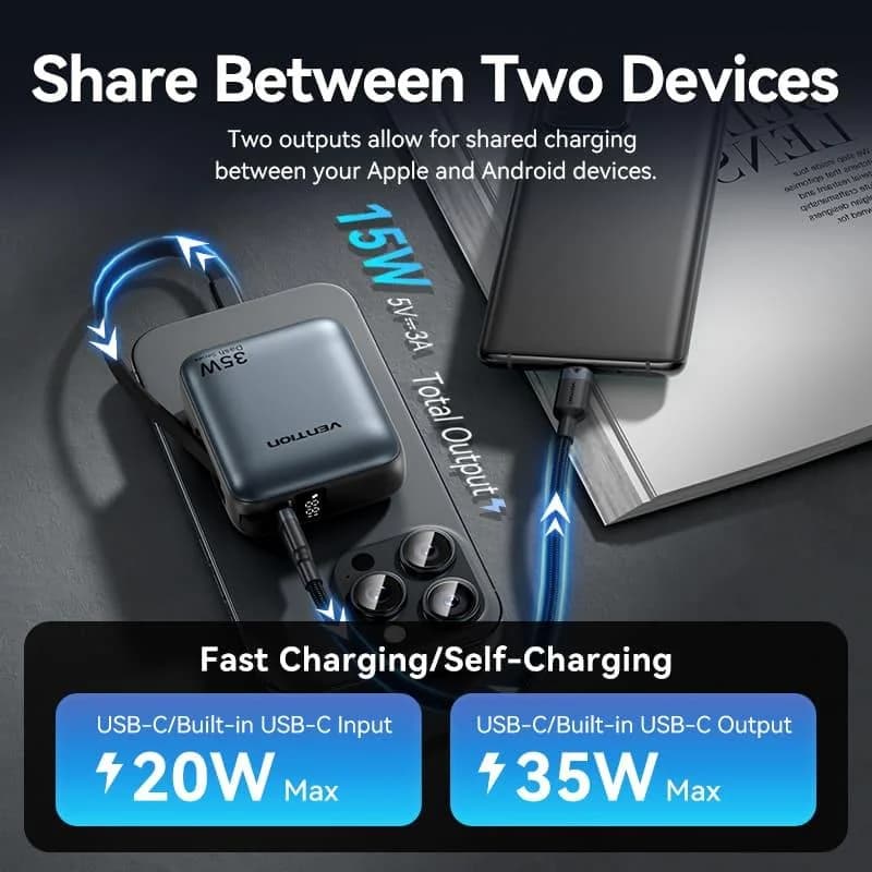 POWER BANK USB 10000MAH 35W/MINI BEIGE FHEN0 VENTION - Image 8