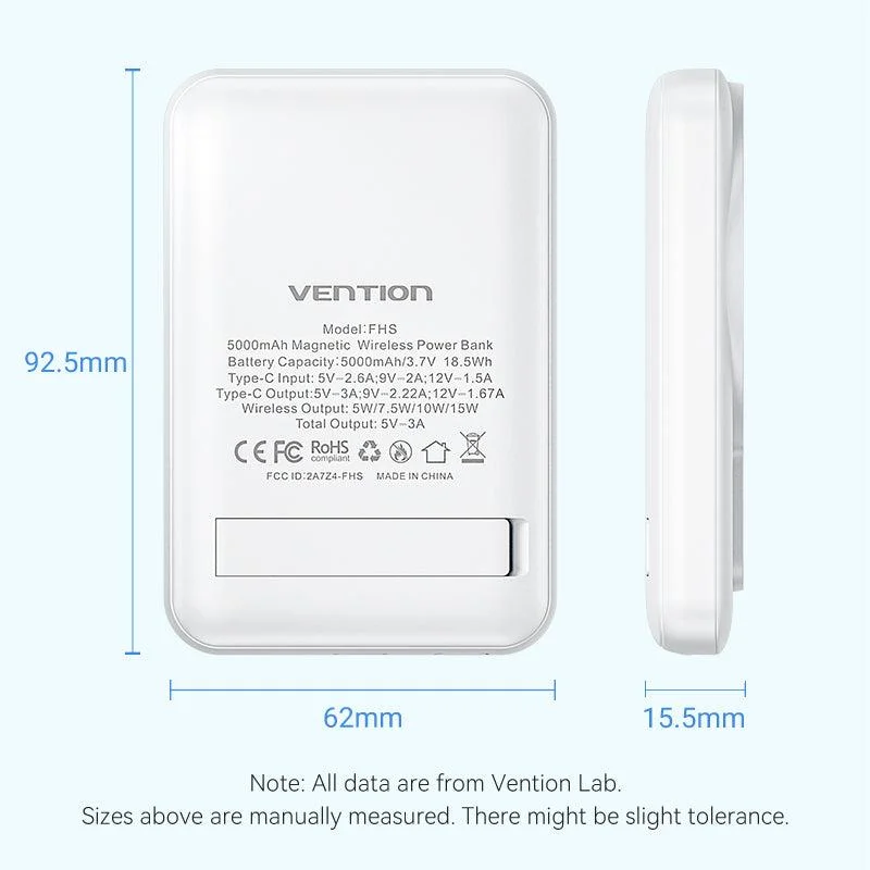 POWER BANK WRL 5000MAH 20W/MAGNETIC BLACK FHSB0 VENTION - Image 12