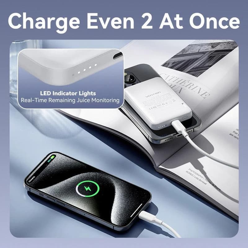 POWER BANK WRL 5000MAH 20W/MAGNETIC BLACK FHSB0 VENTION - Image 5