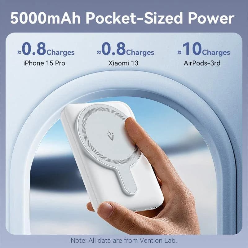 POWER BANK WRL 5000MAH 20W/MAGNETIC BLACK FHSB0 VENTION - Image 9