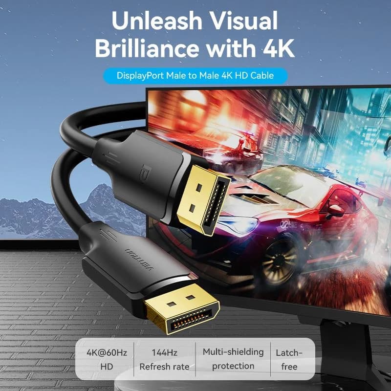 CABLE DP TO DP 1M/BLACK HAKBF VENTION - Image 2