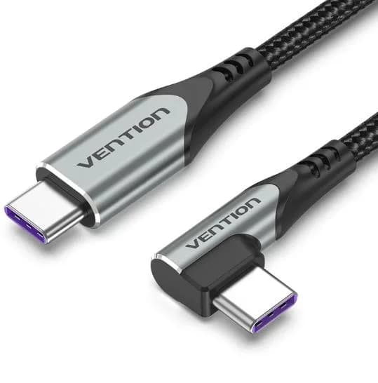 CABLE USB-C TO USB-C R.ANGLE/1M GRAY TAKHF VENTION - Image 1