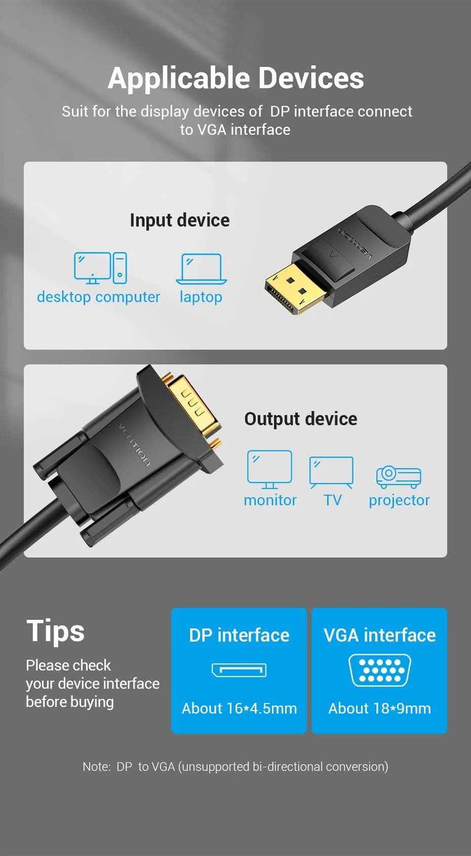 CABLE DP TO VGA 2M/BLACK HBLBH VENTION - Image 15