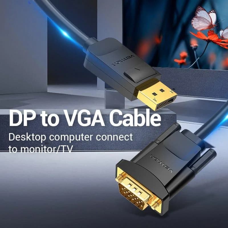 CABLE DP TO VGA 2M/BLACK HBLBH VENTION - Image 2