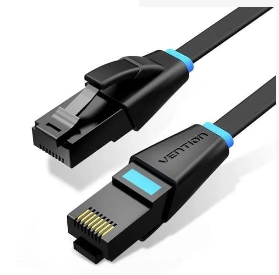 PATCH CABLE CAT.6 UTP FLAT/1M BLACK IBJBF VENTION - Image 1