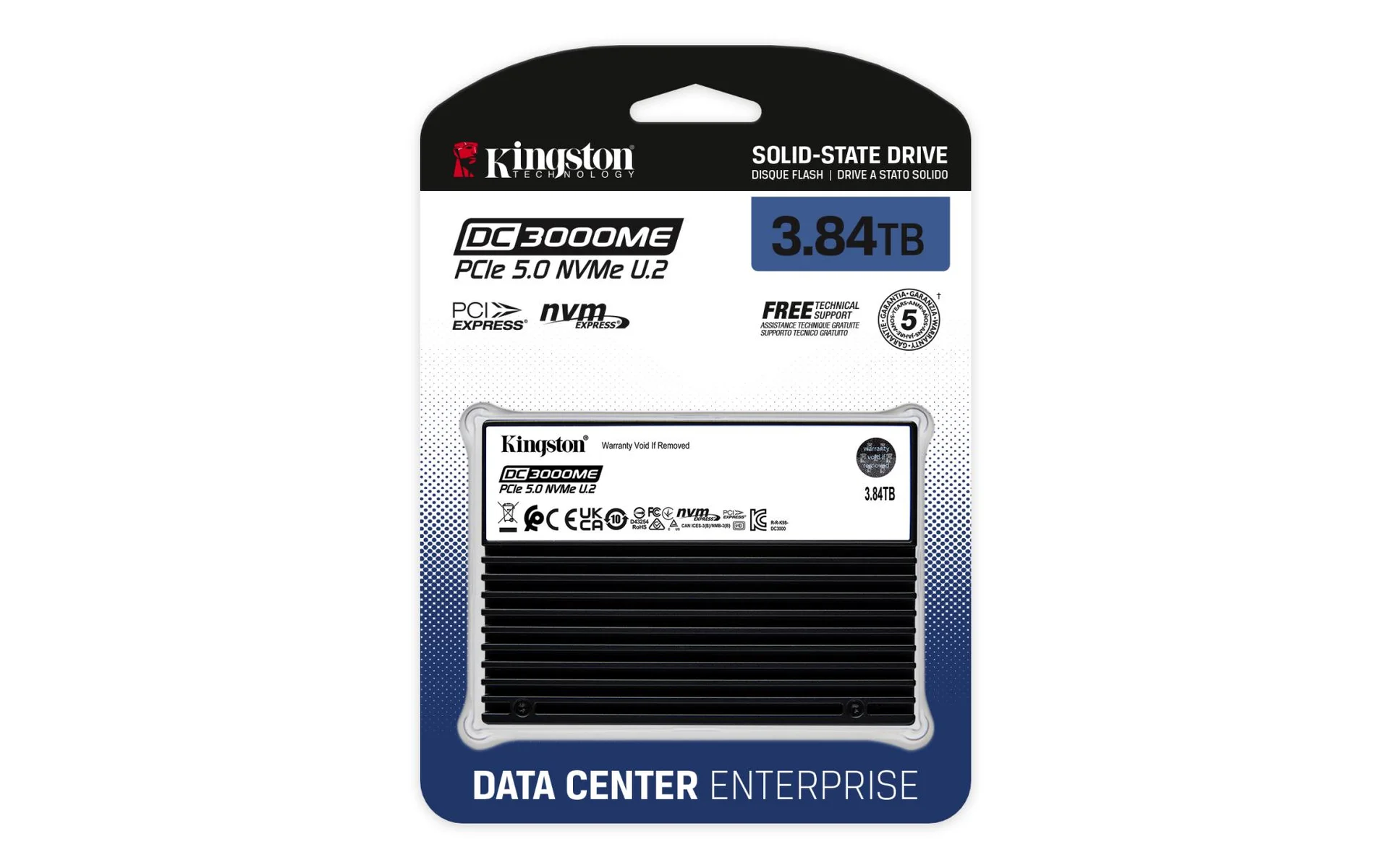SSD KINGSTON SSD series DC3000ME 3.84TB NVMe NAND flash technology 3D TLC Write speed 5800 MBytes/sec Read speed 14000 MBytes/sec Form Factor U.2 TBW 7.008 TB MTBF 2000000 hours SEDC3000ME/3T8 - Image 4