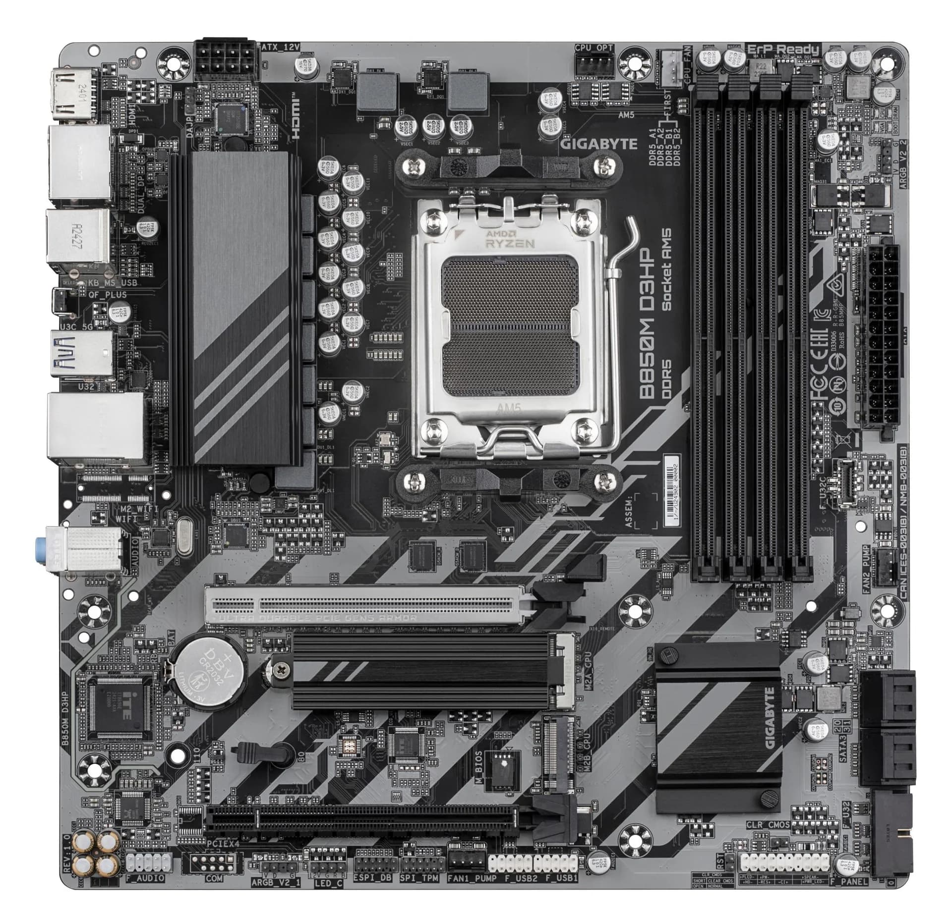 Mainboard GIGABYTE AMD B850 Socket AM5 micro ATX RAM DDR5-SDRAM 4xSlots 2xNumber of M.2 (M) slots B850MD3HP1.2 - Image 2