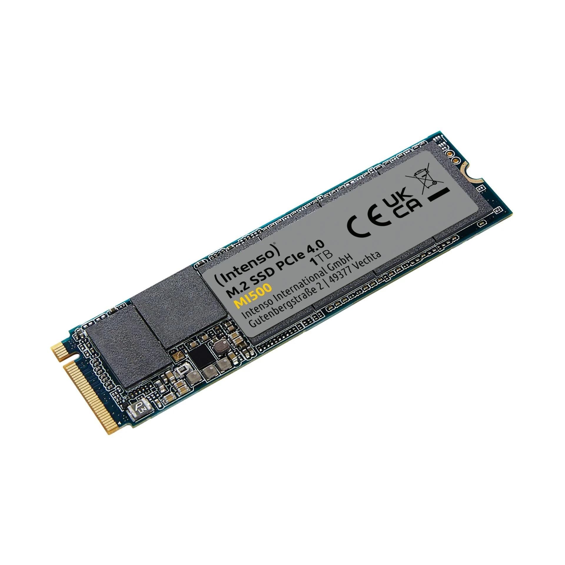 SSD INTENSO MI500 1TB M.2 NVMe 3D NAND Write speed 4500 MBytes/sec Read speed 5300 MBytes/sec 4mm TBW 600 TB MTBF 1500000 hours 3836460 - Image 1