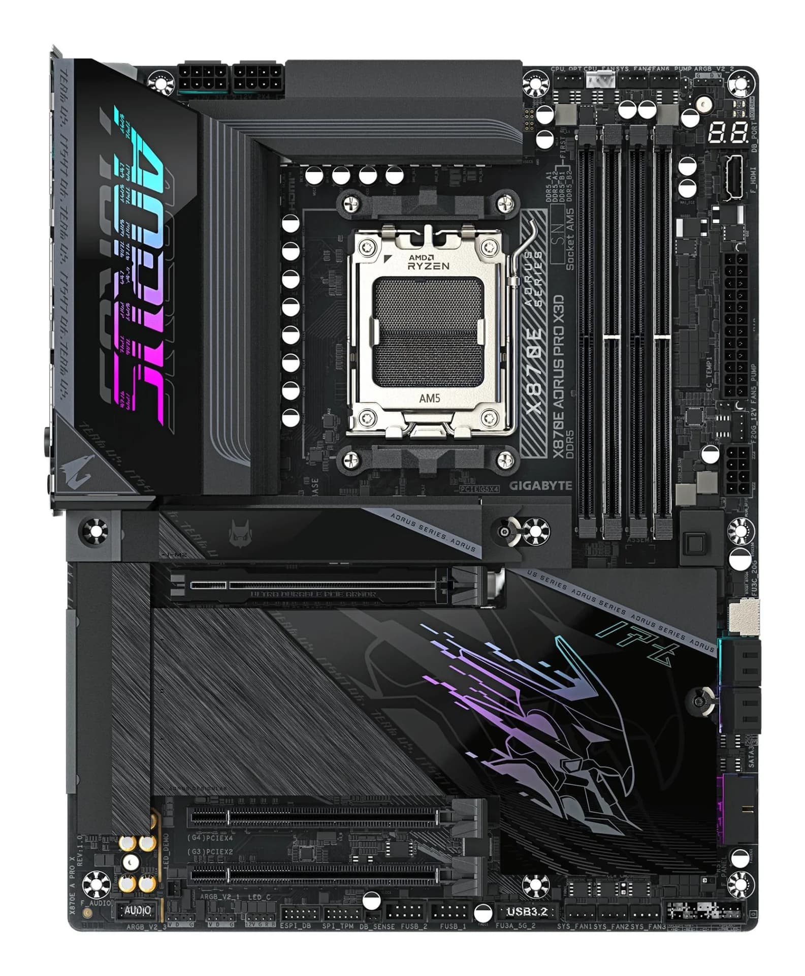 Mainboard GIGABYTE AMD X870E Socket AM5 ATX RAM DDR5-SDRAM 4xSlots Wi-Fi Yes Bluetooth Yes 4xNumber of M.2 (M) slots X870EAPROX - Image 2
