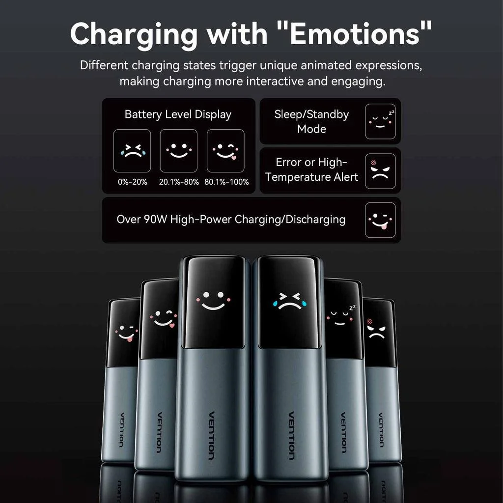 POWER BANK USB 20000MAH 165W/GRAY TFT DISPLAY FKFH0 VENTION - Image 5