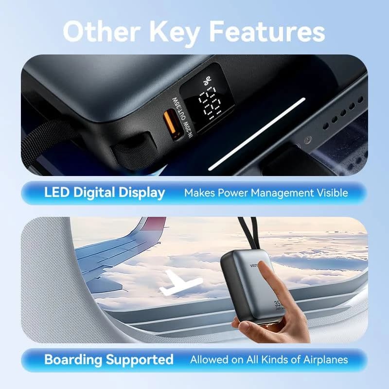 POWER BANK USB 10000MAH 35W/MINI GRAY FHEH0 VENTION - Image 11