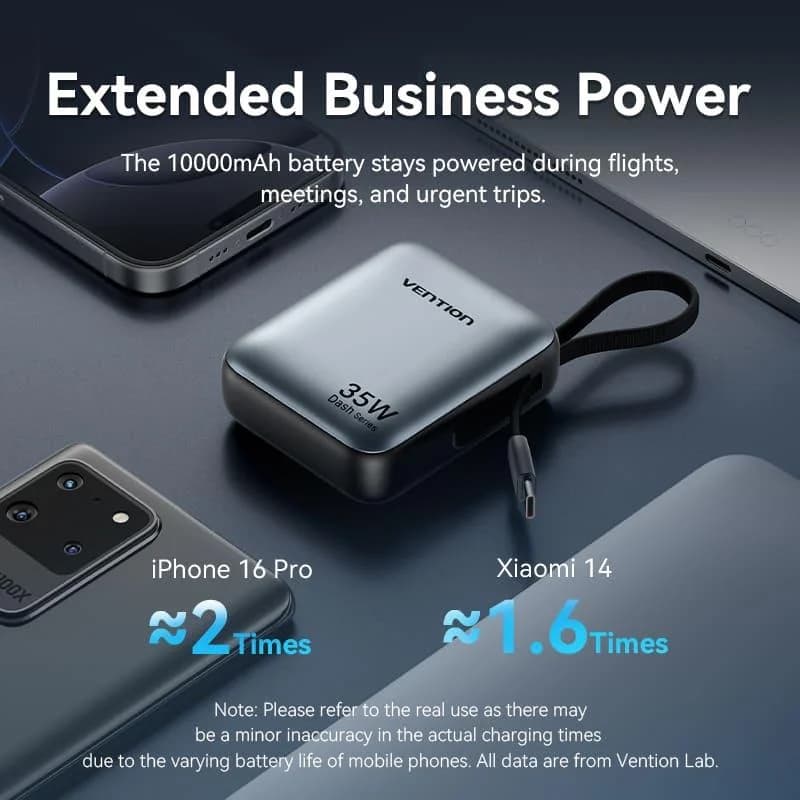 POWER BANK USB 10000MAH 35W/MINI GRAY FHEH0 VENTION - Image 9