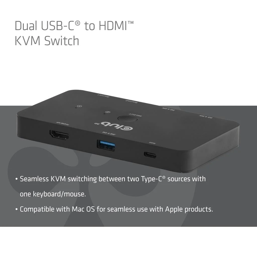 VIDEO SWITCH KVM USB-C TO HDMI/DUAL CSV-2512 CLUB3D - Image 2