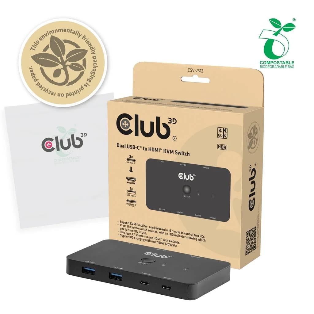 VIDEO SWITCH KVM USB-C TO HDMI/DUAL CSV-2512 CLUB3D - Image 4