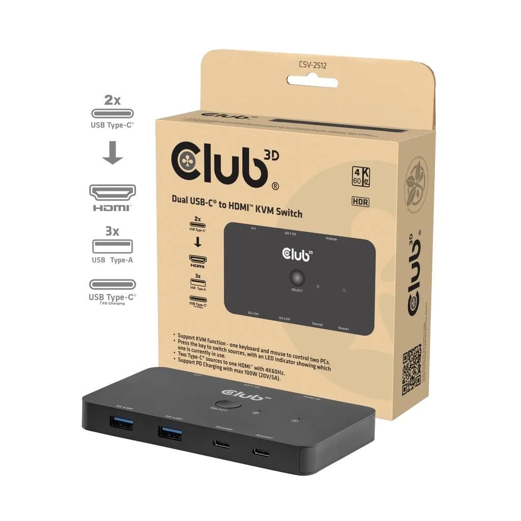 VIDEO SWITCH KVM USB-C TO HDMI/DUAL CSV-2512 CLUB3D - Image 5